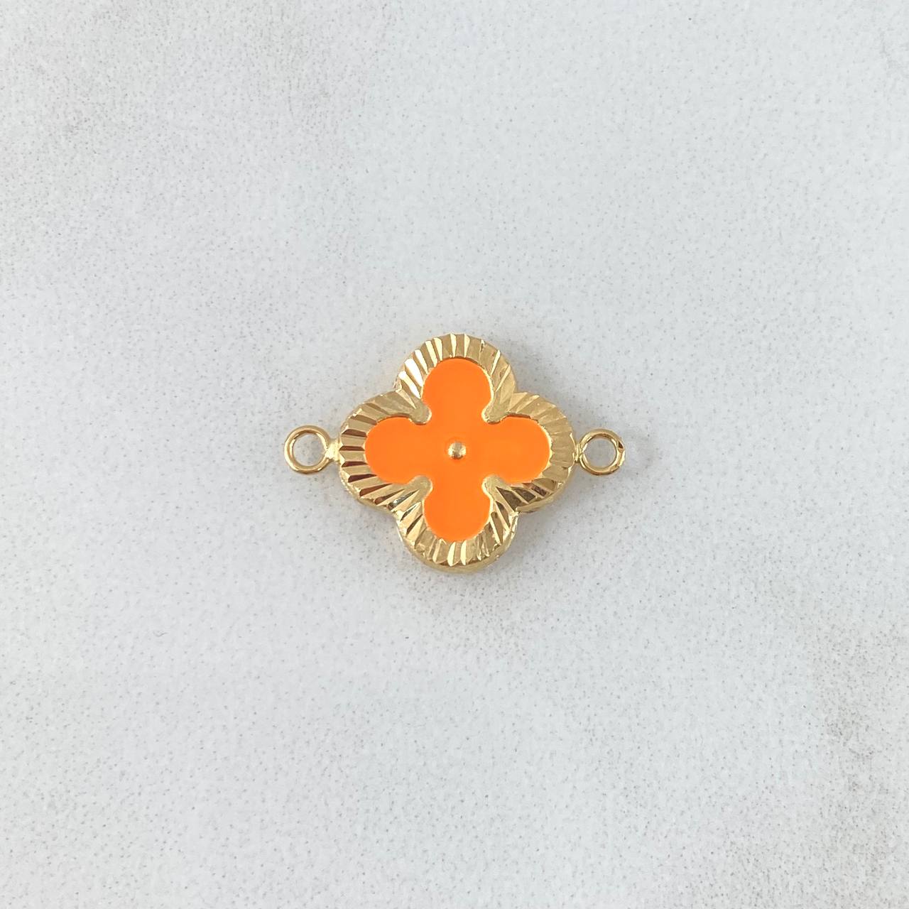 Herraje Trebol VCyA 1gr / 2cm / Diamantado Resina Naranjada Oro Amarillo 18K ©