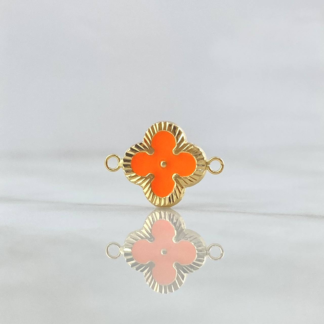 Herraje Trebol VCyA 1gr / 2cm / Diamantado Resina Naranjada Oro Amarillo 18K ©