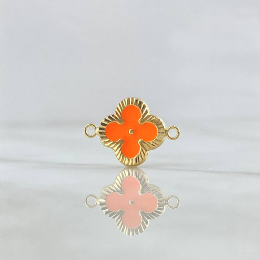 Herraje Trebol VCyA 1gr / 2cm / Diamantado Resina Naranjada Oro Amarillo 18K ©