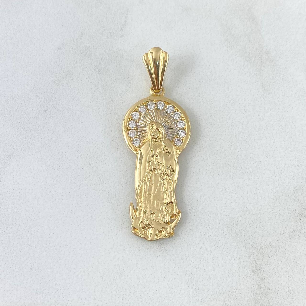 Dije Virgen Guadalupe Aureola 4.15gr / 4cm / Circones Blancos Oro Amarillo 18K ©