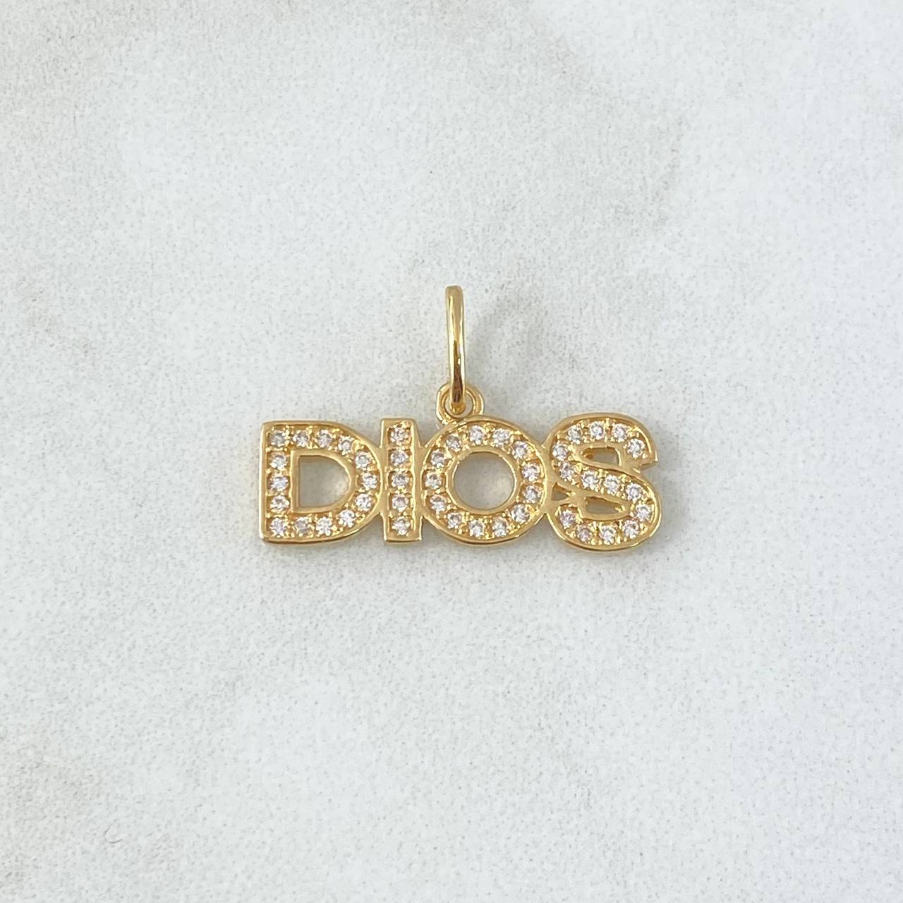 Pendant God 1.7gr / 2.3cm / White Zircons 18K Yellow Gold