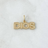 Pendant God 1.7gr / 2.3cm / White Zircons 18K Yellow Gold