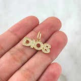 Pendant God 1.7gr / 2.3cm / White Zircons 18K Yellow Gold