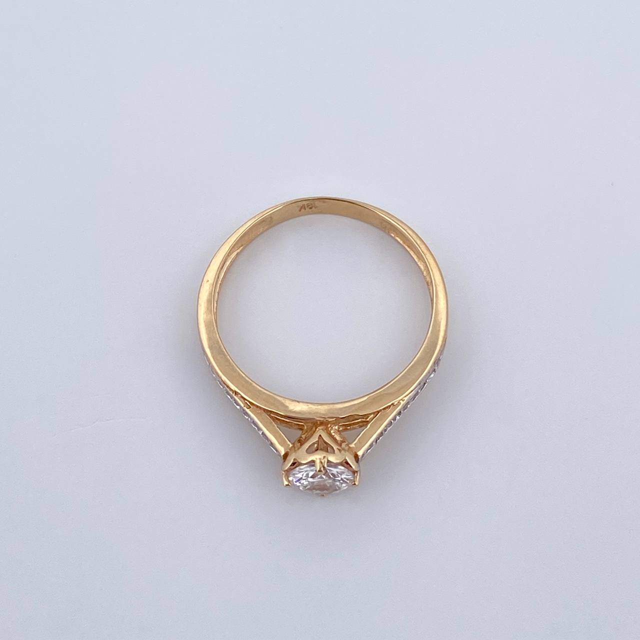 Solitaire Ring Bridge 2.55gr / Size 6 3/4 / 18K Gold $