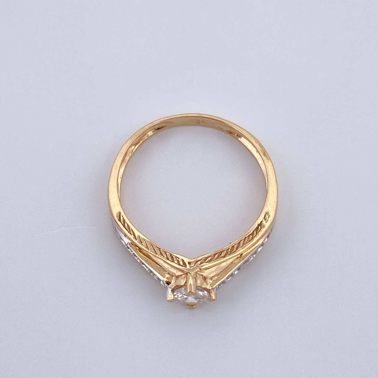 Solitaire Ring Bridge 2.3gr / Size 6 3/4 / 18K Gold $