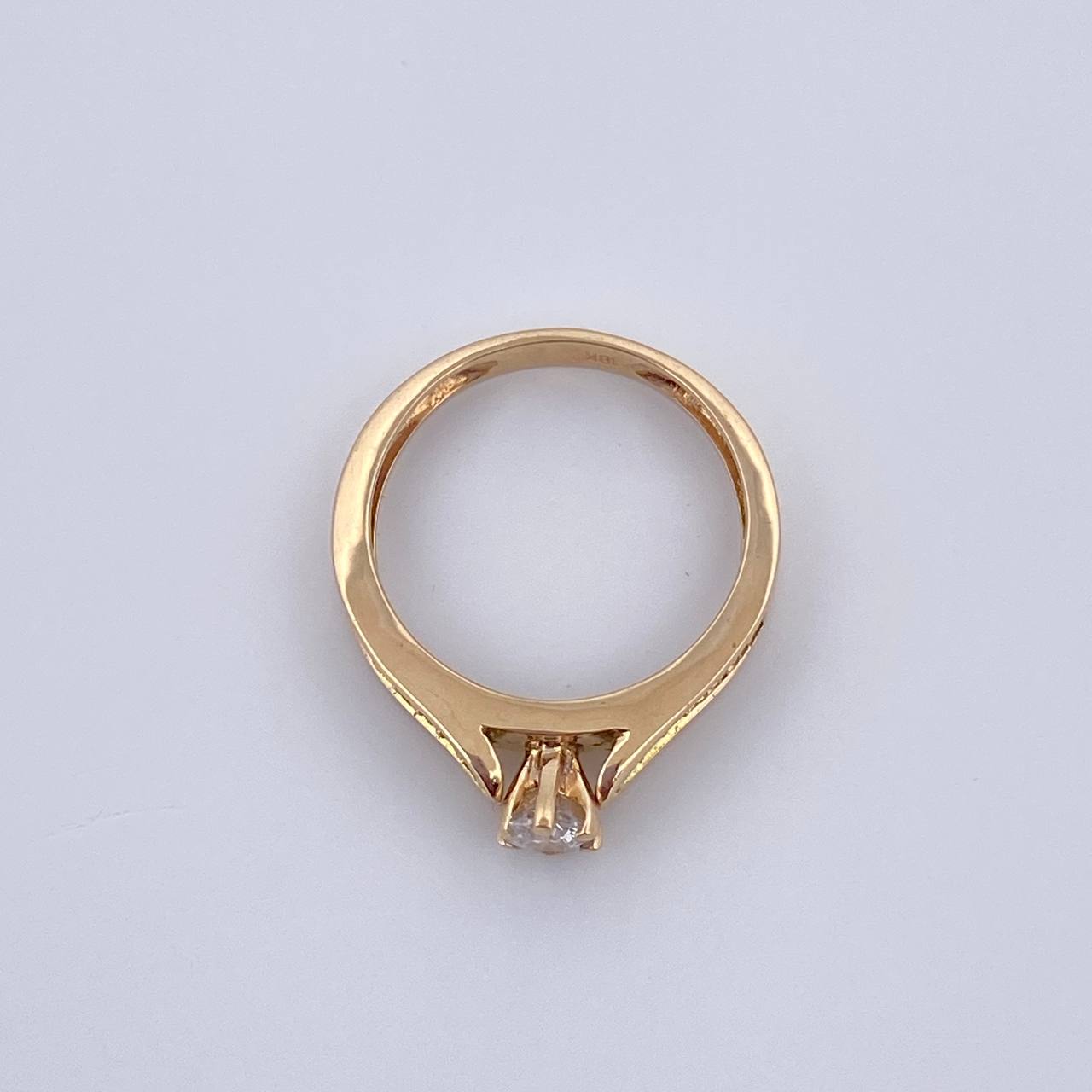 Solitaire Bridge Ring 3.3gr / Size 5 3/4 / 18K Gold $