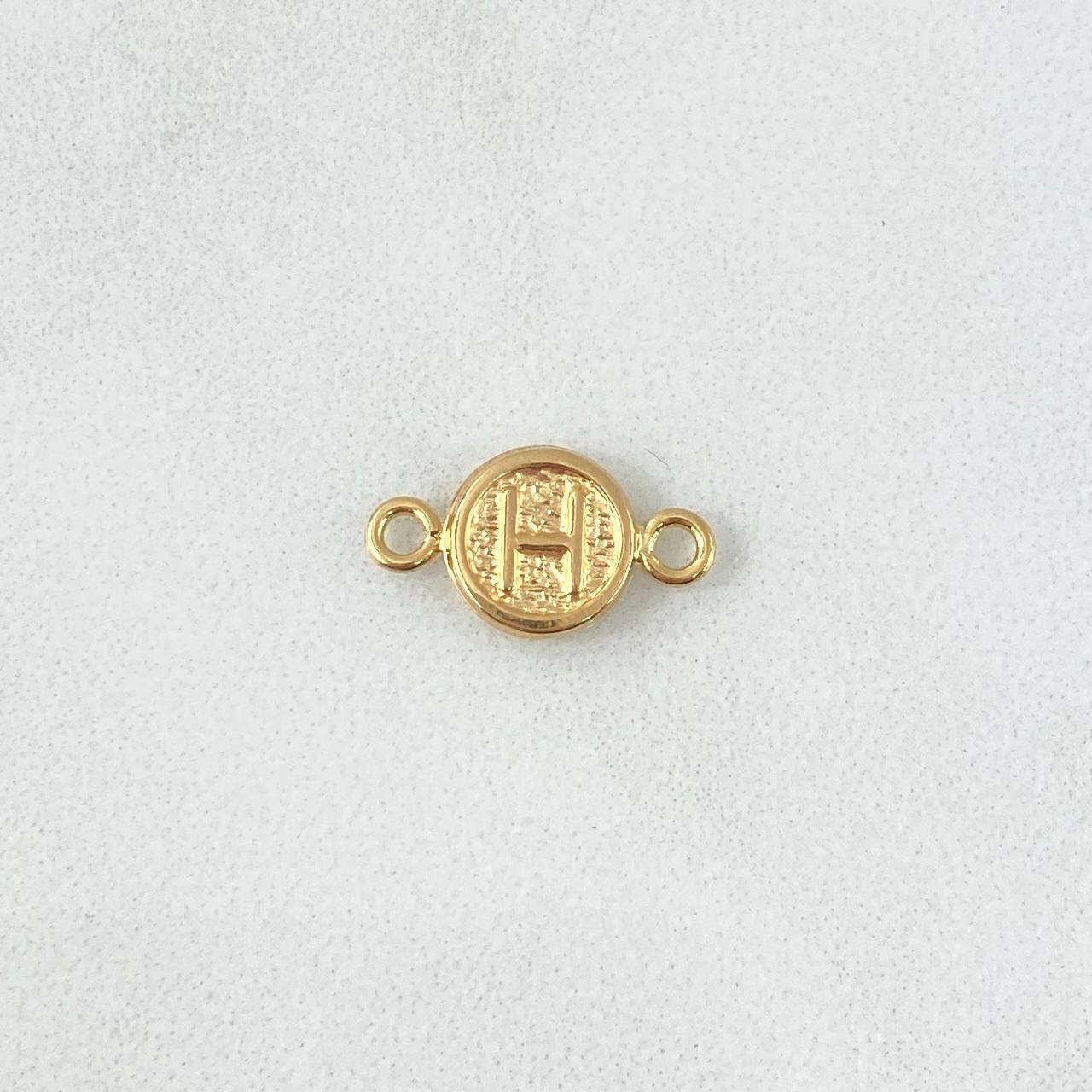 Charm Letter H 0.4gr / 1.5cm / Rustic Textured Circle 18K Yellow Gold