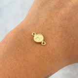Herraje Letra H 0.35gr / 1.5cm / Circulo Texturizado Rustico Oro Amarillo 18K