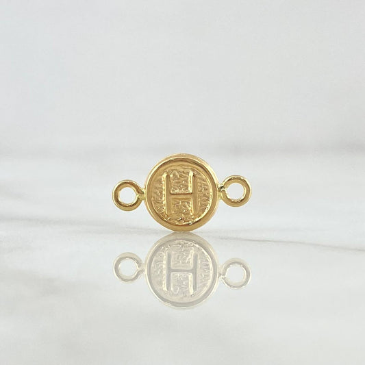 Charm Letter H 0.4gr / 1.5cm / Rustic Textured Circle 18K Yellow Gold