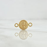 Herraje Letra H 0.35gr / 1.5cm / Circulo Texturizado Rustico Oro Amarillo 18K