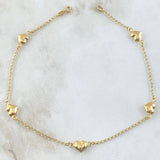 Ankle Bracelet Herringbone Hearts 2.85gr / Smooth Die-Cut 18K Yellow Gold *