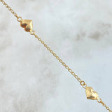 Ankle Bracelet Herringbone Hearts 2.85gr / Smooth Die-Cut 18K Yellow Gold *
