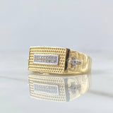 Rectangular Cross Ring 6.75gr / Size 10 3/4 / White Zircons Two-tone Yellow and White Gold 18K *