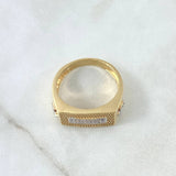 Rectangular Cross Ring 6.75gr / Size 10 3/4 / White Zircons Two-tone Yellow and White Gold 18K *