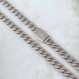 Cuban Chain 43.25gr / 60cm / 8mm Lobster Claw Box - White Zircons White Gold +0 18K ©