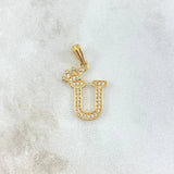 Pendant Letter U Crown 1.25gr / 2.4cm / White Zircons 18K Yellow Gold *