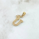 Pendant Letter U Crown 1.25gr / 2.4cm / White Zircons 18K Yellow Gold *