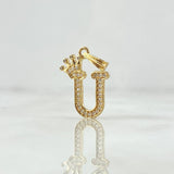 Pendant Letter U Crown 1.25gr / 2.4cm / White Zircons 18K Yellow Gold *