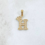 Pendant Letter H Crown 1.55gr / 2.5cm / White Zircons 18K Yellow Gold ©