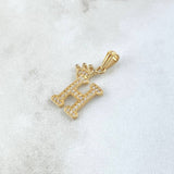 Pendant Letter H Crown 1.55gr / 2.5cm / White Zircons 18K Yellow Gold ©