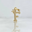 Pendant Letter F Crown 1.25gr / 2.5cm / White Zircons 18K Yellow Gold