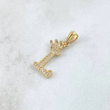 Dije Letra L Corona 1.25gr / 2.5cm / Circones Blancos Oro Amarillo 18K ©