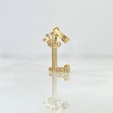 Dije Letra L Corona 1.25gr / 2.5cm / Circones Blancos Oro Amarillo 18K ©