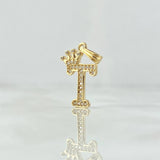 Pendant Letter T Crown 1.25gr / 2.5cm / White Zircons 18K Yellow Gold