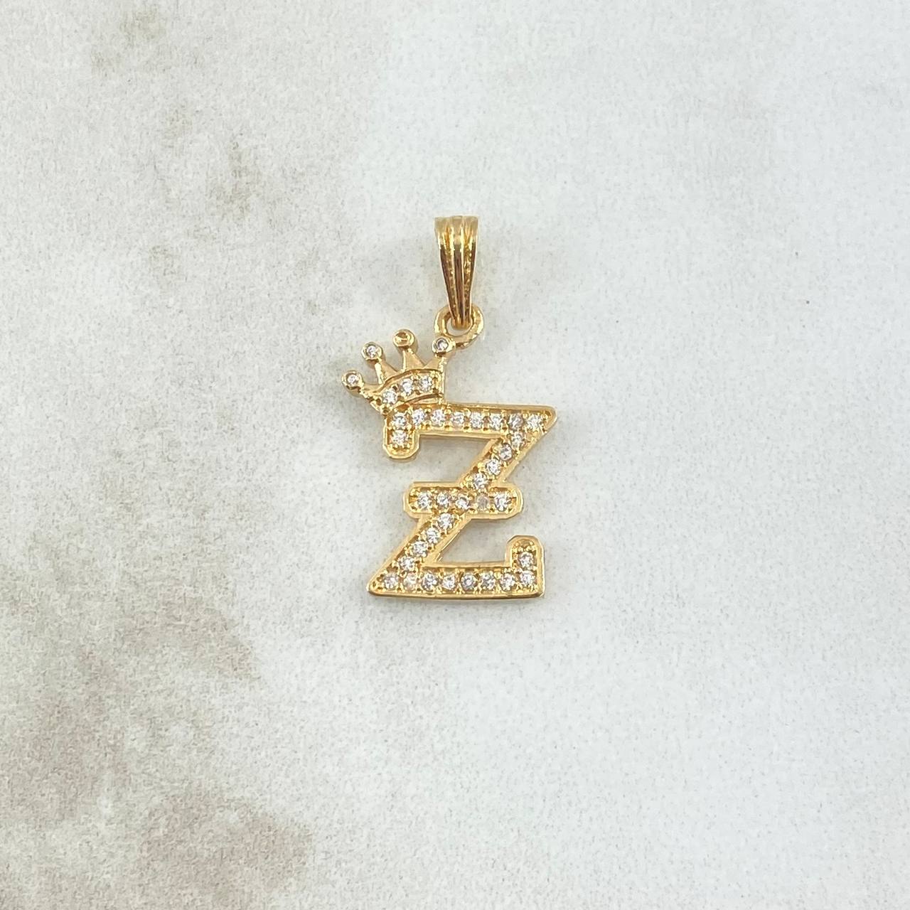 Pendant Letter Z Crown 1.45gr / 2.5cm / White Zircons 18K Yellow Gold