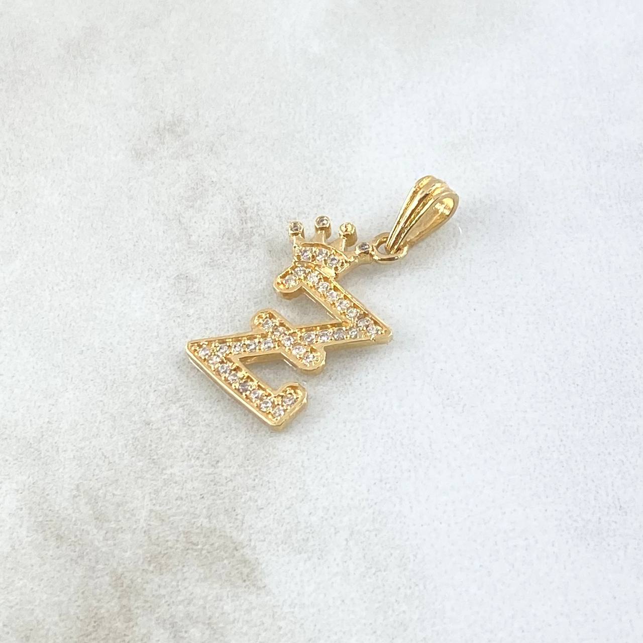 Pendant Letter Z Crown 1.45gr / 2.5cm / White Zircons 18K Yellow Gold
