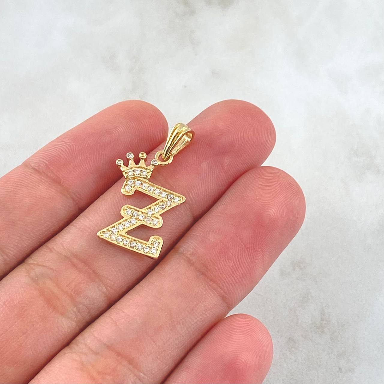 Pendant Letter Z Crown 1.45gr / 2.5cm / White Zircons 18K Yellow Gold