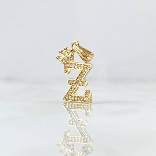 Pendant Letter Z Crown 1.5gr / 2.5cm / White Zircons 18K Yellow Gold ©