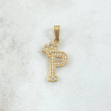 Pendant Letter P Crown 1.25gr / 2.5cm / White Zircons 18K Yellow Gold