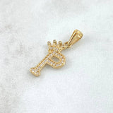 Pendant Letter P Crown 1.25gr / 2.5cm / White Zircons 18K Yellow Gold