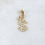 Pendant Letter S Crown 1.45gr / 2.5cm / White Zircons 18K Yellow Gold *