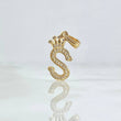 Dije Letra S Corona 1.5gr / 2.5cm / Circones Blancos Oro Amarillo 18K ©