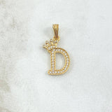Pendant Letter D Crown 1.4gr / 2.5cm / White Zircons 18K Yellow Gold