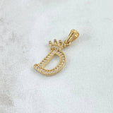 Pendant Letter D Crown 1.4gr / 2.5cm / White Zircons 18K Yellow Gold