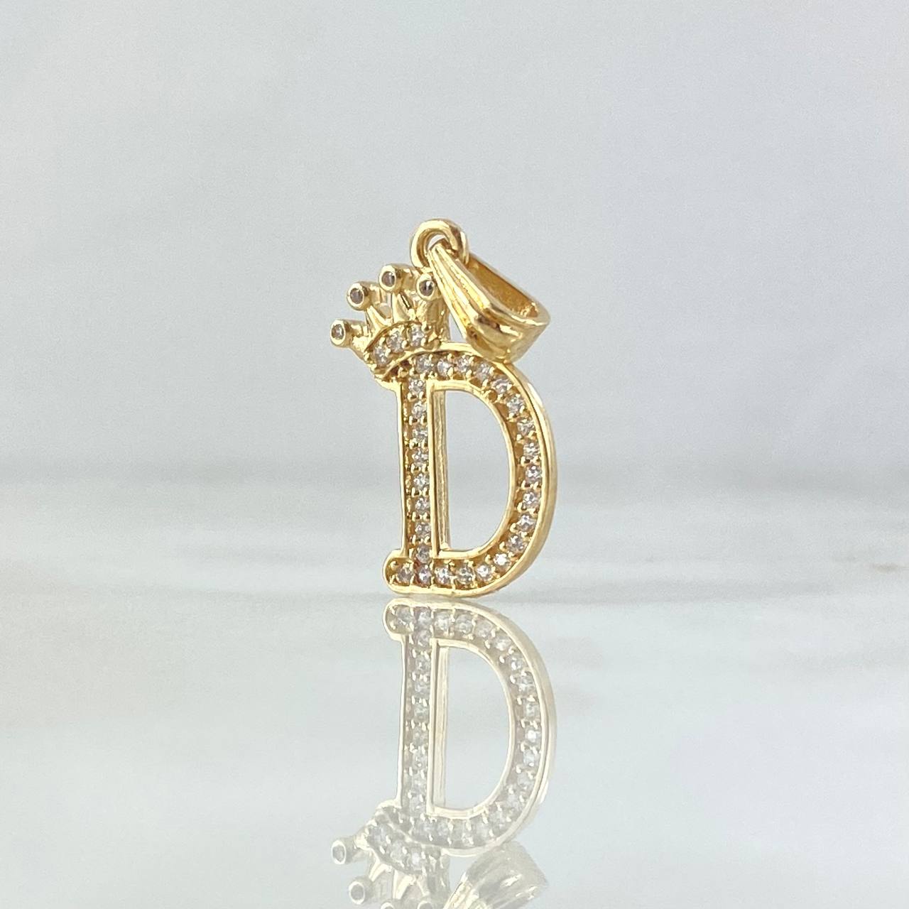 Pendant Letter D Crown 1.4gr / 2.5cm / White Zircons 18K Yellow Gold