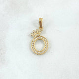 Pendant Letter O Crown 1.5gr / 2.4cm / White Zircons 18K Yellow Gold *