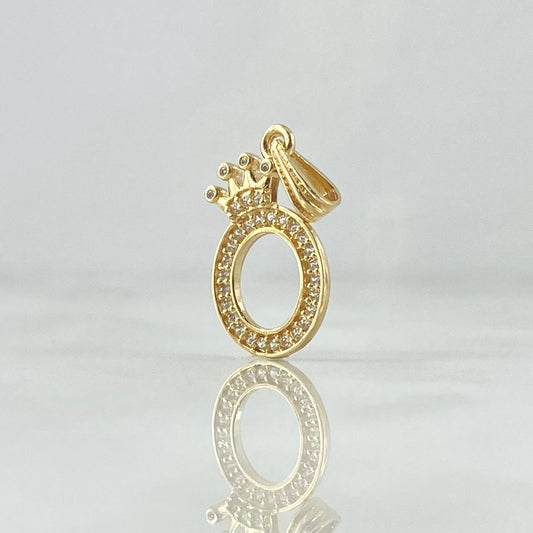 Pendant Letter O Crown 1.45gr / 2.4cm / White Zircons 18K Yellow Gold ©