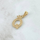 Pendant Letter Q Crown 1.45gr / 2.4cm / White Zircons 18K Yellow Gold ©
