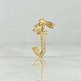 Dije Letra J Corona 1.3gr / 2.5cm / Circones Blancos Oro Amarillo 18K ©