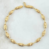 Pulso Rustico Diamantado 4.65gr / 21cm / 4.5mm Eslabones Texturizado Oro Amarillo 18K *