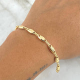 Pulso Rustico Diamantado 4.65gr / 21cm / 4.5mm Eslabones Texturizado Oro Amarillo 18K *