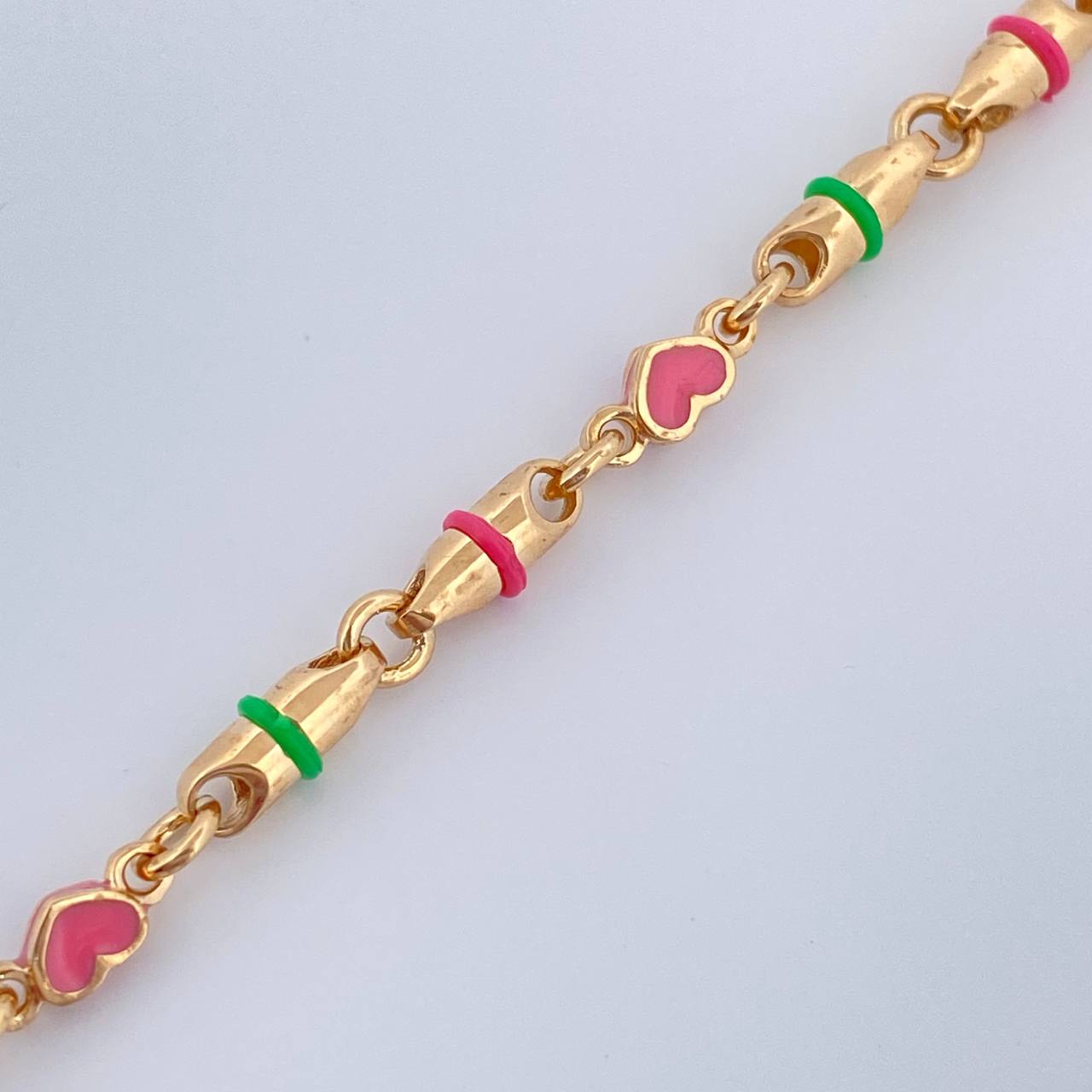 Tobillera Rustica Corazones 11.95gr / 10 1/2 in / Oro Amarillo 18K $