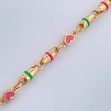 Tobillera Rustica Corazones 11.95gr / 10 1/2 in / Oro Amarillo 18K $