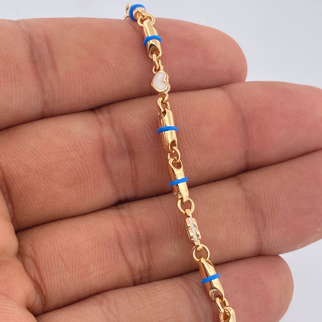 Tobillera Rustica Corazones 11.8gr / 10 1/2 in / Oro Amarillo 18K $