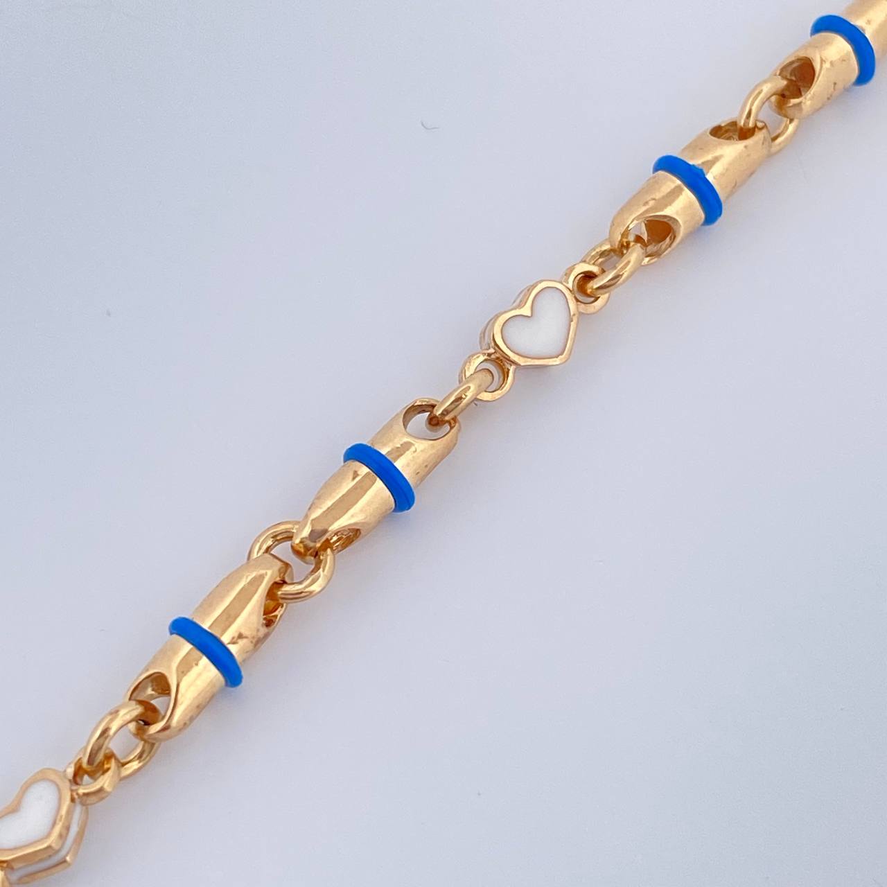 Tobillera Rustica Corazones 11.8gr / 10 1/2 in / Oro Amarillo 18K $