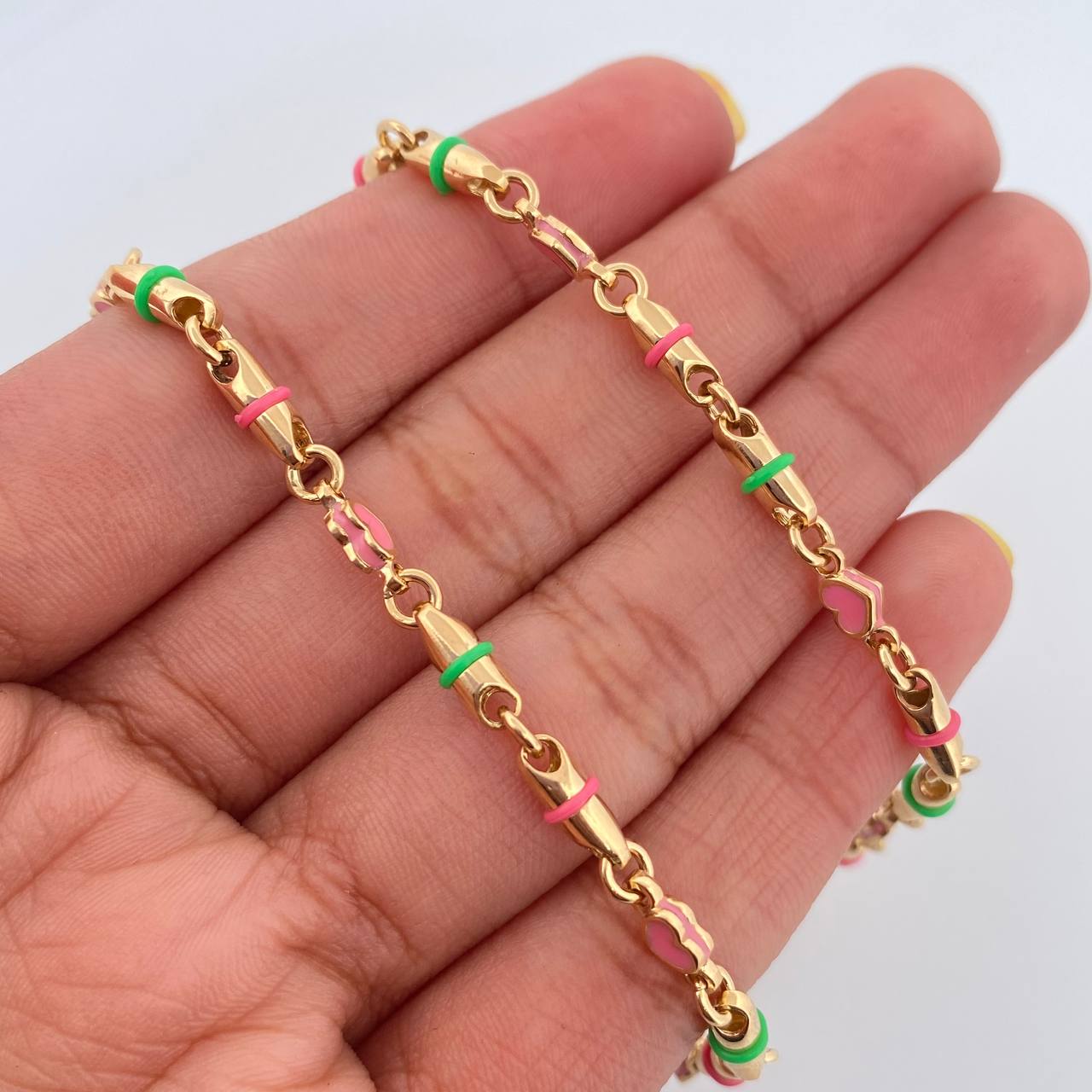 Cadena Rustica Corazones 27.2gr / 24 in / Oro Amarillo 18K $